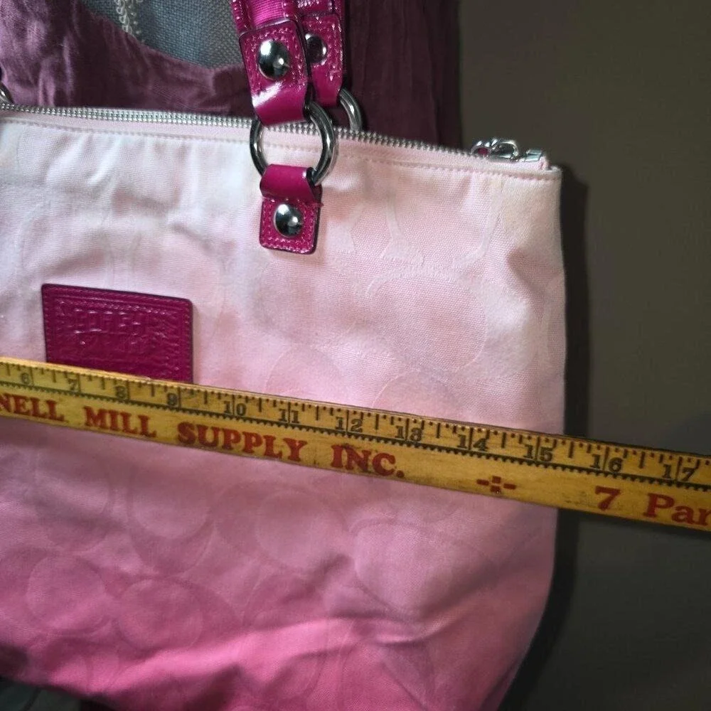 RARE Coach POPPY OMBRÉ Pink‎ Floral Tote with 3 large poppy charms